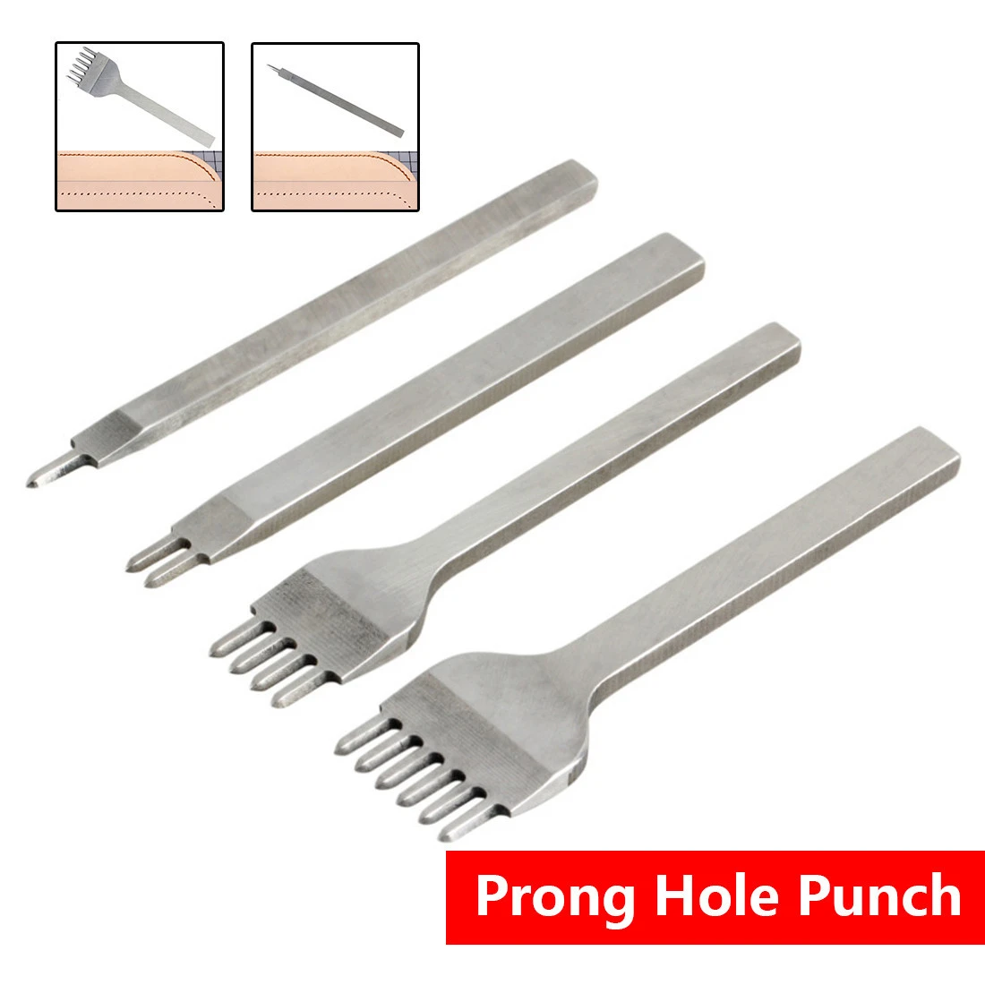3mm/0.12&quot; Useful Stainless Steel Rhombus Tooth Chisel Leather Craft DIY Tool Hole Punch 1 2 4 6 Prong