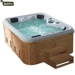 4 Person hot tub Acrylic Material Whirlpool Massage Spa Outdoor Bathtub with Foot Step