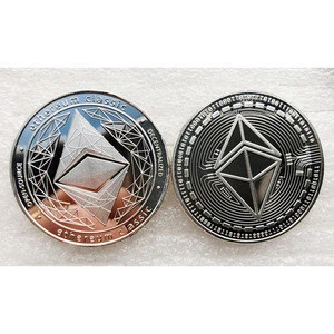 40x3mm custom design 3D metal engraved gold silver Classic ETH Ethereum coin for collectible