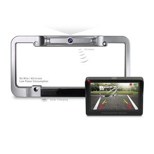 4.3 Inch TFT Monitor Car Reversing Aid US License Plate Backup Camera Solar Power Wireless Car Camera System DIY Design