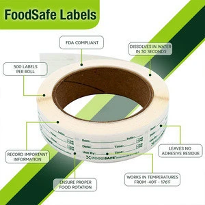 500 Labels Per Roll No Adhesive Residue Dissolvable Food Labels