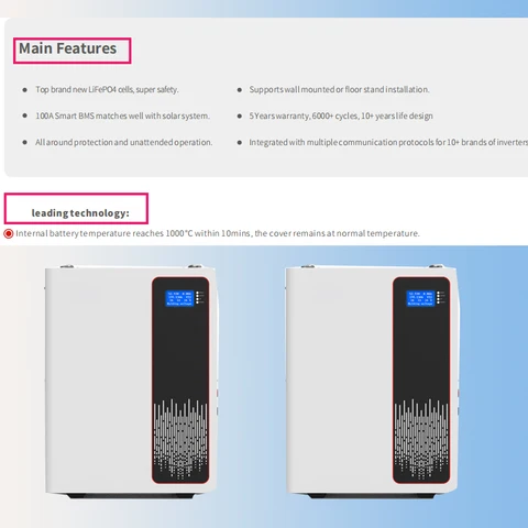 Buy 6000 Cycles Powerwall 10kw Energy Storage Battery Lifepo4 Solar ...