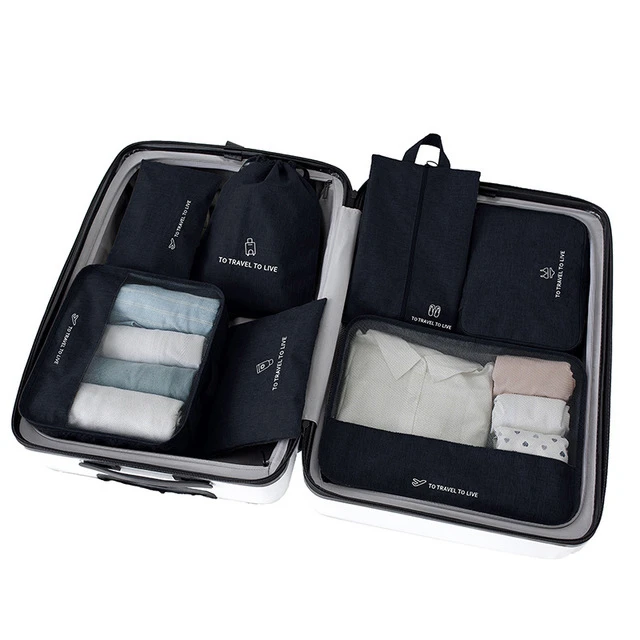 7 in 1 Travel Organizer Bag Set Waterproof Travel Luggage Organizer Bags 7 pcs Packing Cubes Travel Luggage Pouch