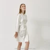 8015 New Design satin bridal boudoir women sexy robe with rhinestones