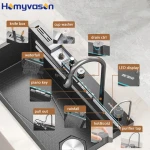 88cm Big Size 304 Stainless Steel Kitchen Sink Set Luxury High Tech Multi Function Smart Waterfall Kitchen Sink Unit