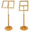 A3 Bamboo Pedestal Sign Display Stand Advertising Lobby Sign Holder with Adjustable Height Pole