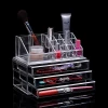 Acrylic Flannel 2 Drawers Cosmetic Jewelry Drawer Box Storage Case Makeup Organizer