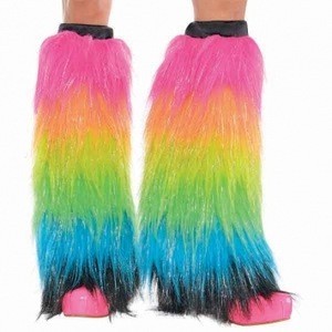 Adult Rainbow Fake Fur Electric Party Fancy Dress Neon Club Rave Warmer