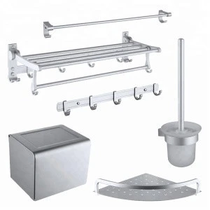 Air aluminium 6 pcs bathroom accessory set cheap hardware accessory roll tissure paper box holder