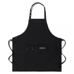 Amazon Hot Sale Custom Durable Washed Waterproof 100% Cotton Canvas Chef Long Bib Apron With Two Pockets