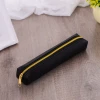 Amazon hot sale custom PU leather black color pen pencil zipper case pouch bag for school stationery