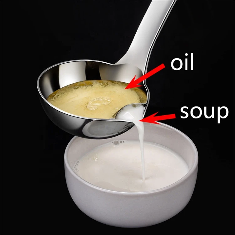 Amazon Hot Sale New style Oil Soup Ladle Spoon Oil Filter Spoon Stainless Steel Soup Ladle