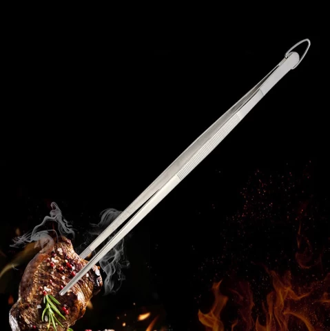 Amazon Hot Seller Customized Stainless Steel Barbecue Grilling  Tong  Kitchen Ice Salad Serving Clip Tweezer Food Tongs