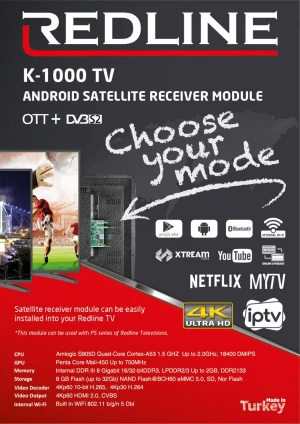 Android+DVB-S2  REDLINE PS32 LED TELEVISION FULL HD