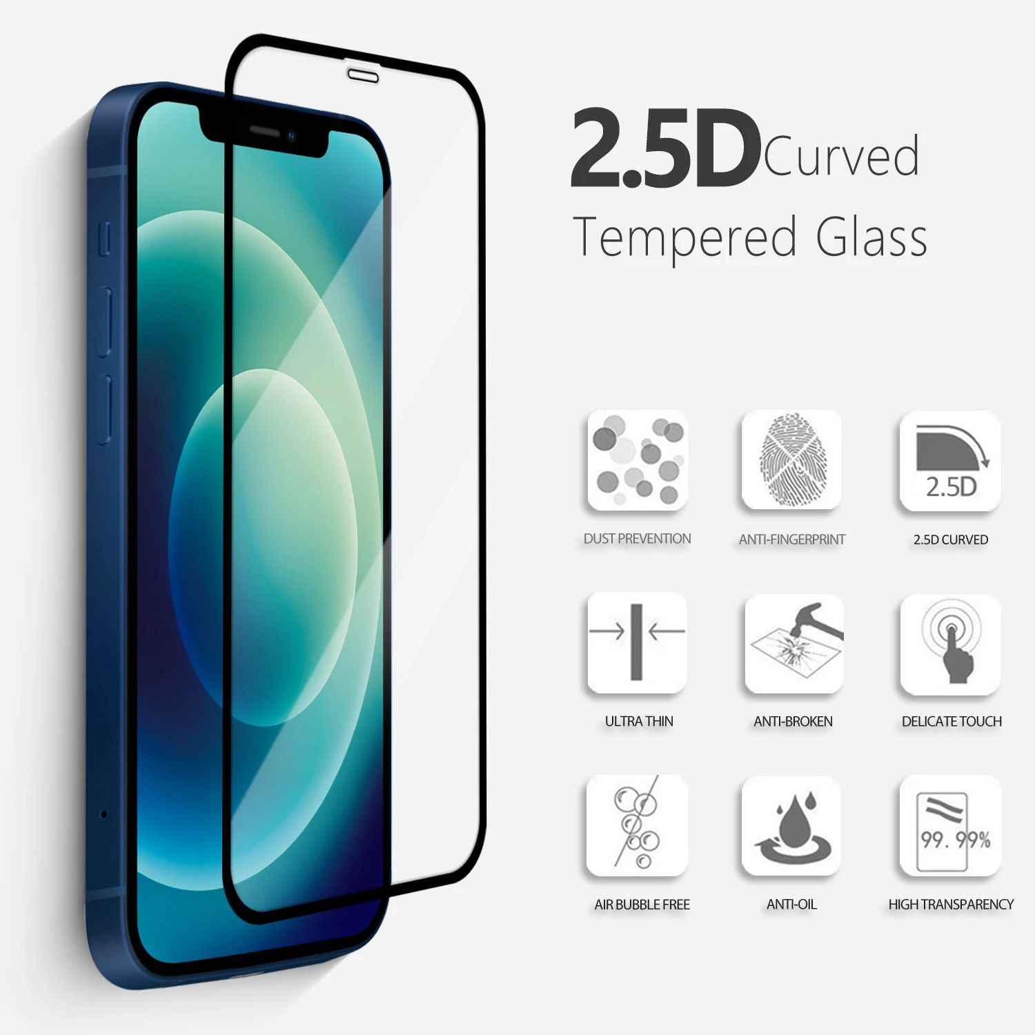 Anti-Static Screen Protector Tempered Glass Film For iPhone 11 12 Pro Max Anti-Static Screen Protector