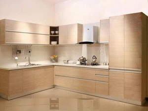 apartment modern melamine kitchen cabinet with quartz countertop