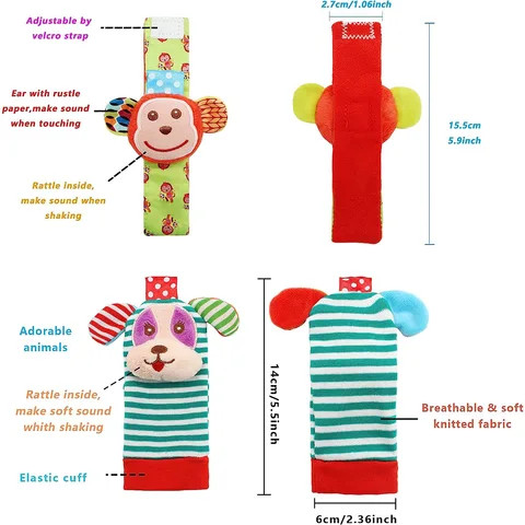 Baby Toys Wrist Rattles Foot Finder Rattle Sock Baby Toddlor Toy Rattle Toy for 0 1 2 3 Years Old Baby Boys or Girls
