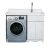 Import balcony Waterproof floor standing bathroom furniture stone corner laundry sink and cabinet from China