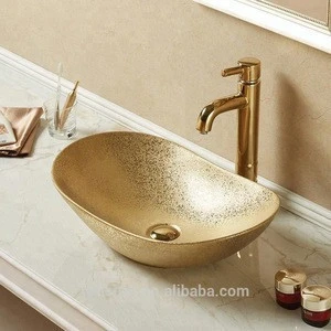 Bathroom ceramic wash basin gold art basin A478