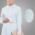 Beautiful Islamic Dress Muslimah Clothes Light Blue Turkey Style Moroccan Kaftan Abaya Middle East Ethnic Region Muslim Dress