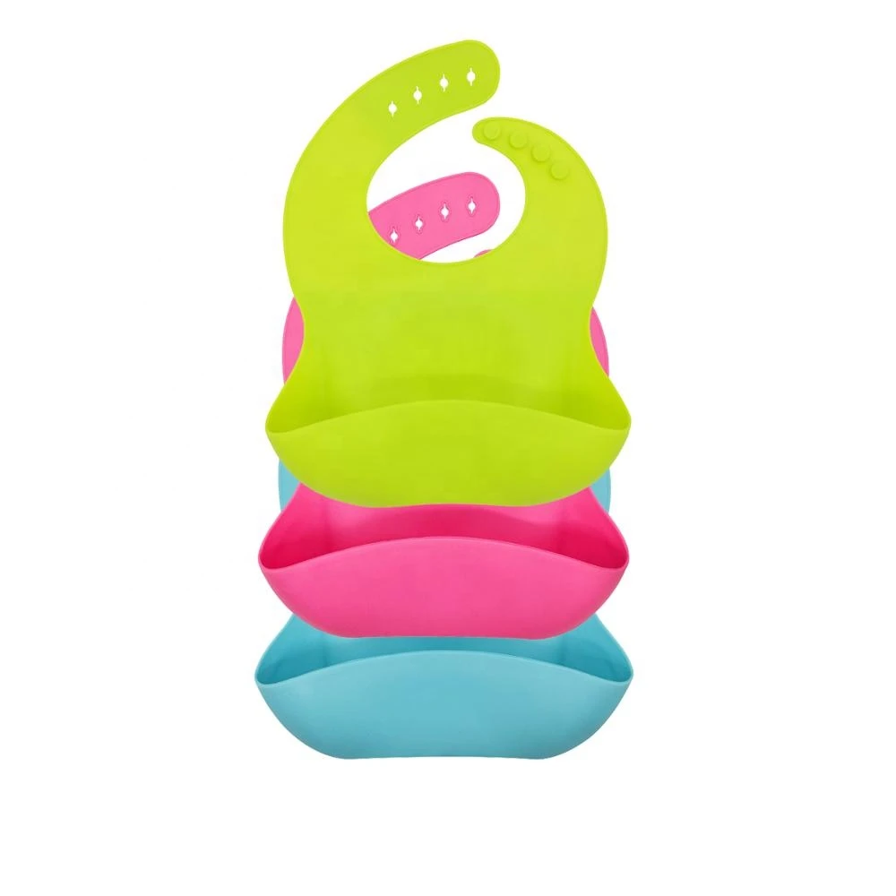 Benhaida BPA Free Easy to Clean For Travel Soft Kids Logo Printing Waterproof Foldable Silicone Baby Bib