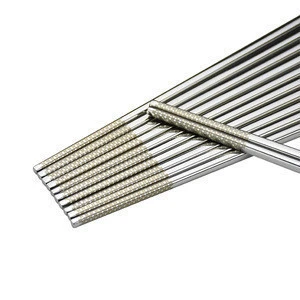 Best Selling 304 stainless steel Non-Slip Kitchen gadget utensil  Silver  Chopsticks For home and Restaurant use  (E026)