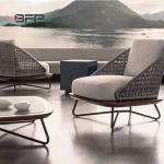 BFP Home Garden Furniture Set Contemporary Rattan Wicker Garden Furniture Set Long Tea Table Sun Beds Outdoor Furniture