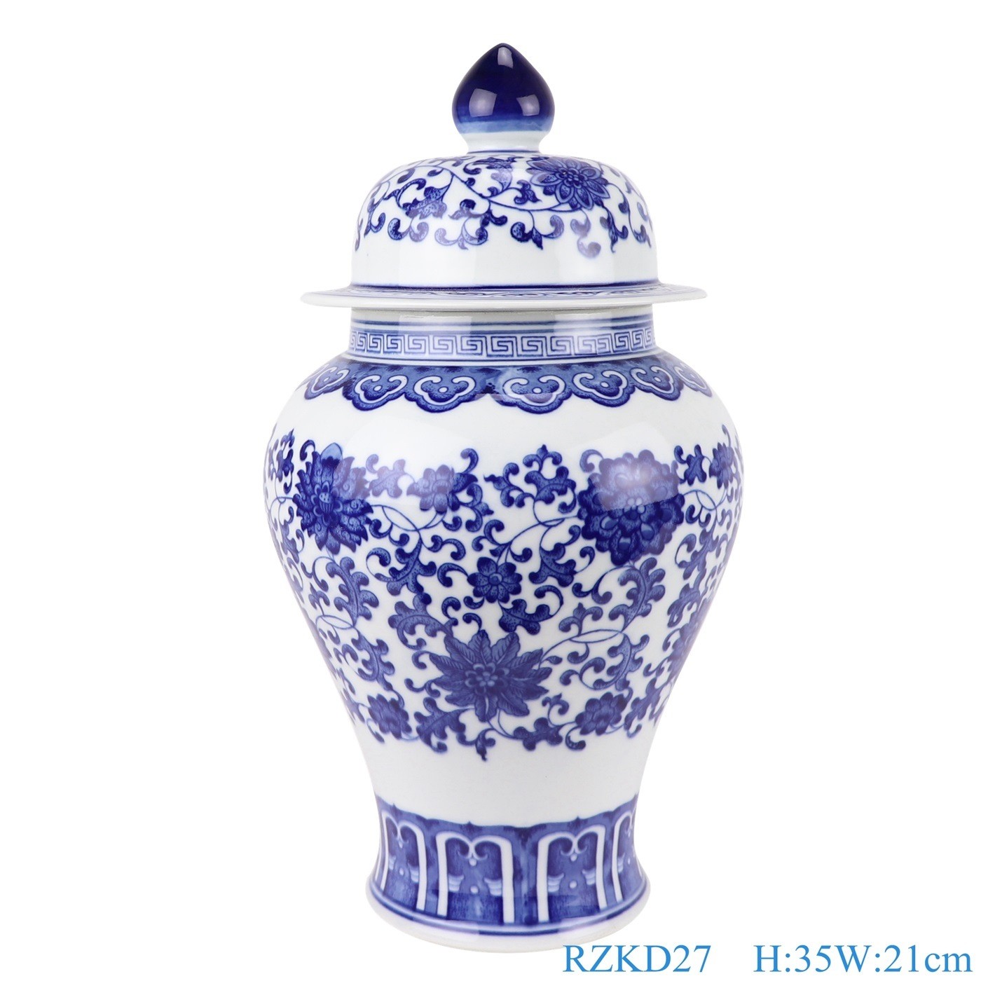 Blue and White Twisted Porcelain Temple Ginger Jars