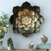Bronze Metal Flower Wall Decor Flowered Wall Decoration 3D Hanging Flower Sculpture Metallic Gold Accent for Living Room Bedroom