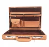 Brown Portable password suitcase male small 14 inch leather briefcase business case