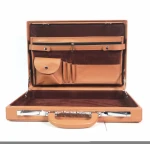 Brown Portable password suitcase male small 14 inch leather briefcase business case