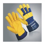 Canadian Rigger Glove Made Of Cow Split Leather Reinforced Cotton Fabric On Back And Half Lined Inside Knuckle Guard