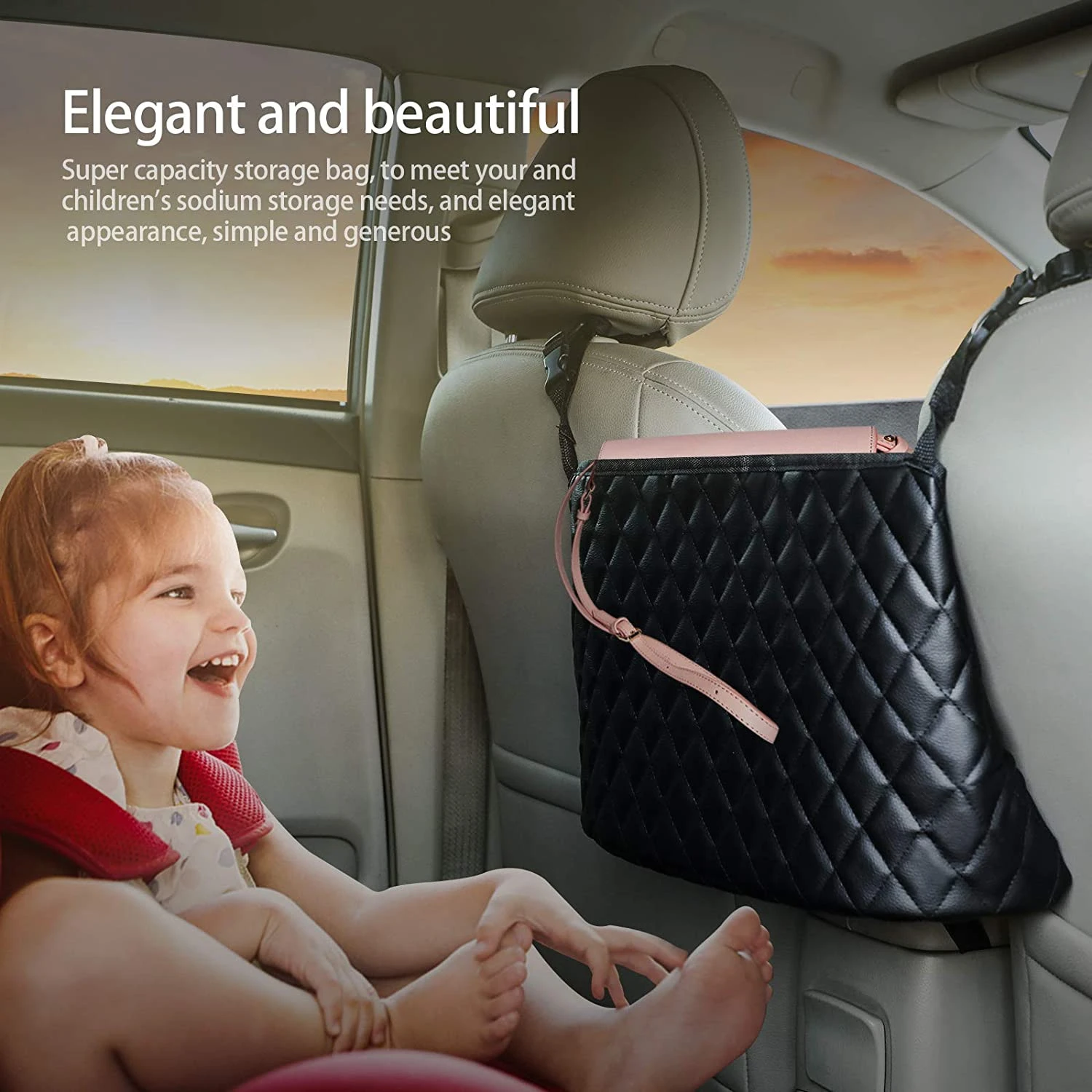 Car Seat Storage Organizer and Handbag Holding Leather Handbag Holder pu leather car handbag holder