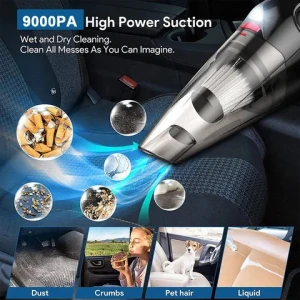 Car Vacuum Cleaner 120W High Power Portable Handheld Auto Vacuum for Wet and Dry Cleaning DC 12V Cord Car Vaccum with LED Light
