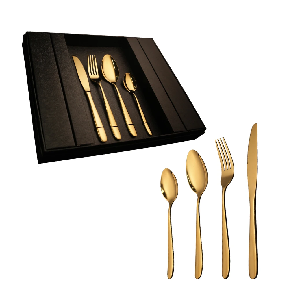 Catlery set gold cutlery stainless steel stainless steel cutlery 24 pieces stainless steel cutlery gift