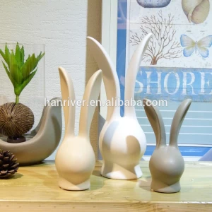 Ceramic Porcelain Animal Rabbit Head Figurine For Home Decoration