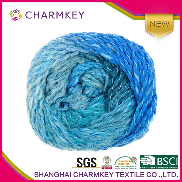 Charmkey knitted fancy textured wool viscose cotton mohair silk yarn with textile yarn for hand knitting yarn socks