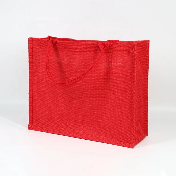 Cheap Price Custom Logo Red Shopping Burlap Bags Wholesale