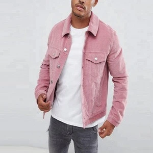 china clothing factory custom pink corduroy jacket for men cheap wholesale man coat
