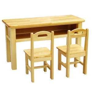 China factory supply Natural kids wooden tables and chairs  kindergarten furniture