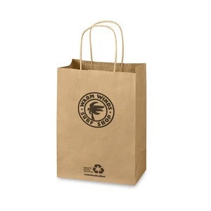 China Manufacturer Wholesale Recycled Custom Grocery Food Shopping Brown Kraft Paper Bag With Twisted Handles