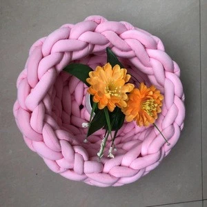 Chunky tube yarn Knit Crochet Handmade Pet Bed for Small cats and dogs