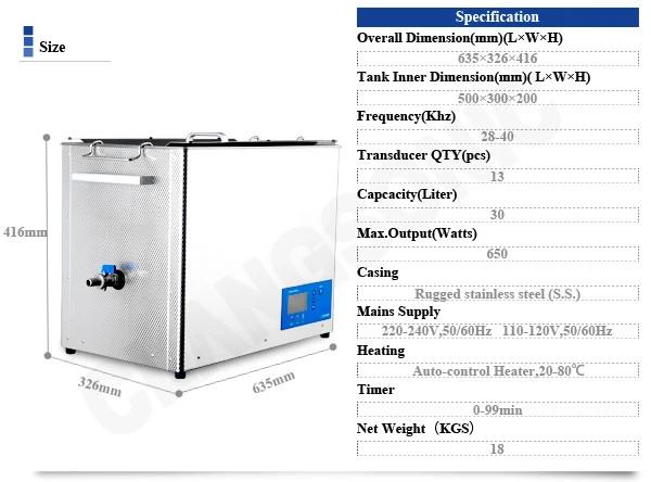 clangsonic 30 liter heated ultrasonic cleaner denture jewelry ultrasonic washing machine with ce