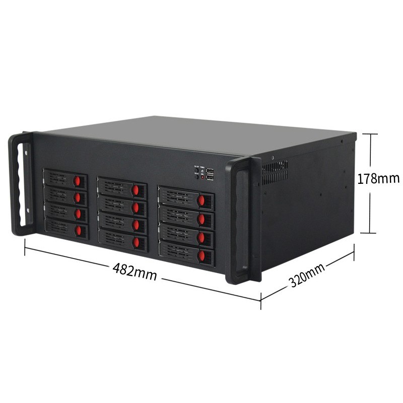 Cloud 12 bay hot swap server case rackmount 4u micro atx nas server chassis network attached storage