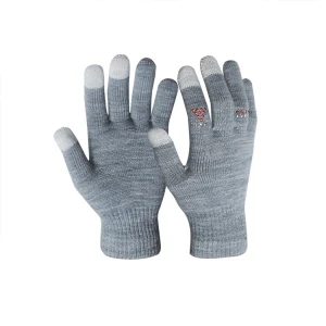 Comfortable Black Gray Acrylic Custom Logo with Conductive Fingertips Touch Screen Mittens Gloves for smartphone , ipad