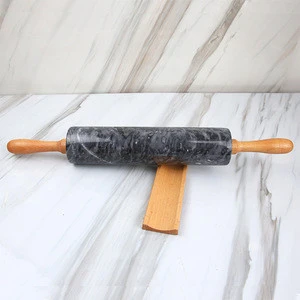 Competitive price Fondant cake decorating marble rolling pin with wood handle and base