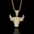 Import Cool Hip Hop Fashion Jewelry Necklace with 3D Rhinestone Studded Bull Head Pendant and Cuban Chain for Men from China