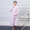 Coral fleece bath robe honeycomb women pink polyester bathrobe