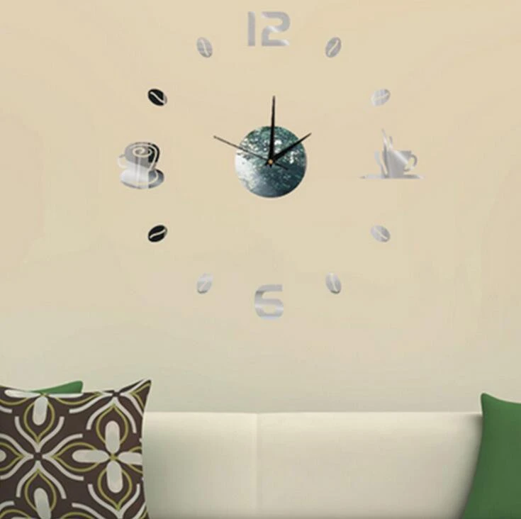 Crystal clock acrylic mirror wall clock sticker living room coffee 3d digital clock