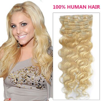 Curly Blonde Clip in Hair Extensions